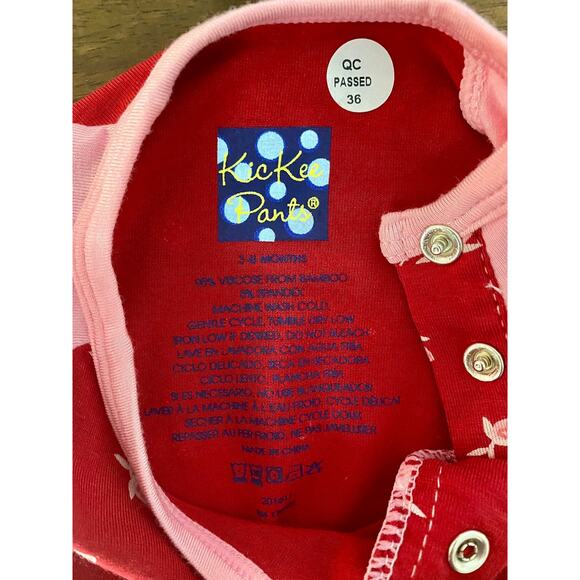 NEW Kickee Pants Candy Apple Red Pink Rosebud Bamboo Floral Romper 3-6M - Picture 7 of 7